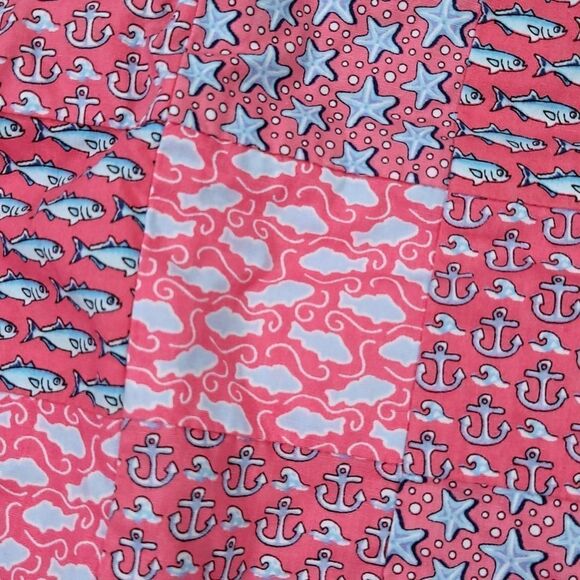 ☔️🔹️Vineyard Vines Pink & Blue Nautical Patchwork Wraparound Skirt Size 4 - Picture 6 of 8